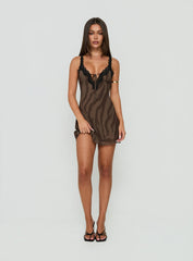 Florencee Lace Trim Mini Dress Zebra
