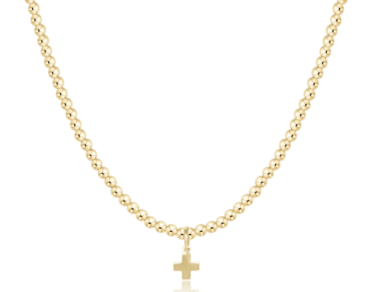 Choker Beaded - Classic Gold 3mm - Signature Cross Gold Charm