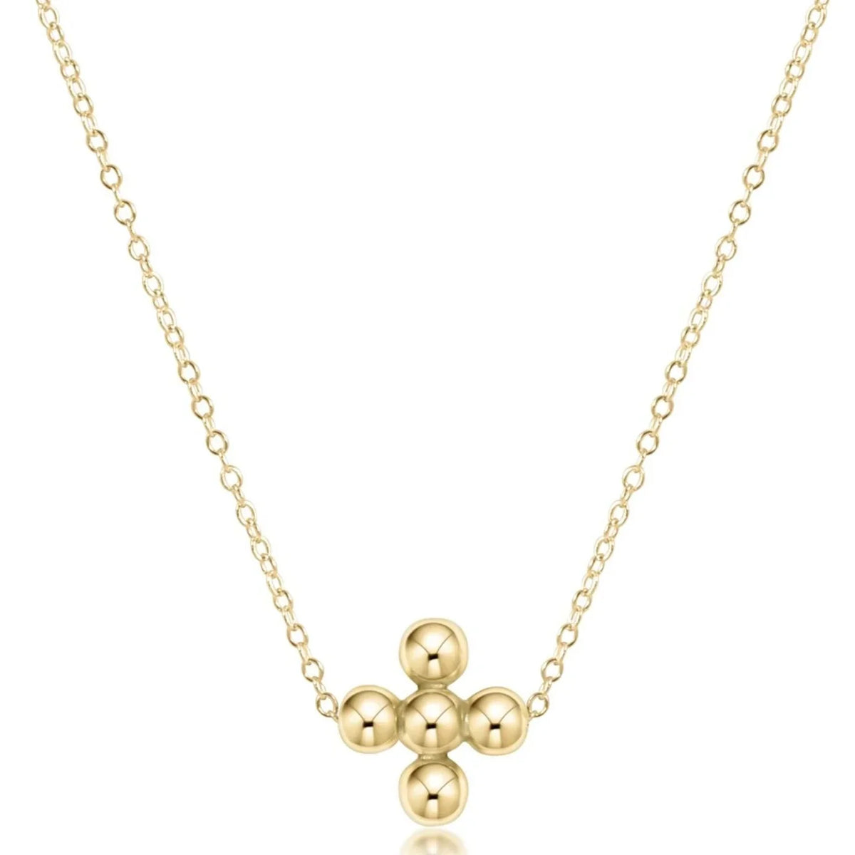 16" Necklace Gold - Signature Cross Beaded Gold 4mm