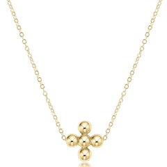 16" Necklace Gold - Signature Cross Beaded Gold 4mm