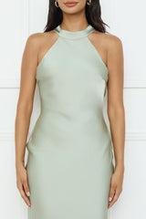 Icon Status Satin Maxi Dress Sage