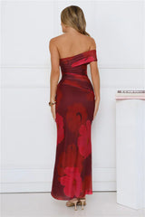 Mischief Glow Off Shoulder Mesh Maxi Dress Purple