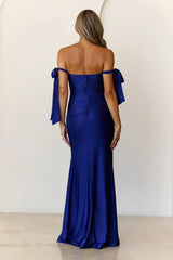 Whispers Of Dusk Off Shoulder Maxi Dress Navy