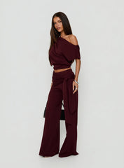 Hadlia Tie Waist Pants Burgundy