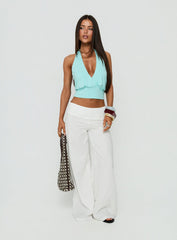 Slow Days Broderie Anglais Mid Rise Pants White