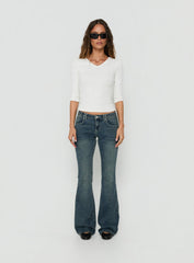 Clynee Ultra Low Rise Bootleg Jeans Dirty Blue
