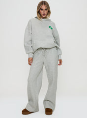 Princess Polly Hooded Sweatshirt Bubble Text Grey Marle / Green