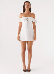 Texas Sun Linen Mini Dress - White