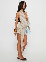 Snakepit Halter Plunge Mini Dress Snake Print
