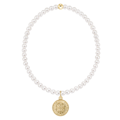 Classic Pearl 3mm Bracelet - Blessing Gold Disc