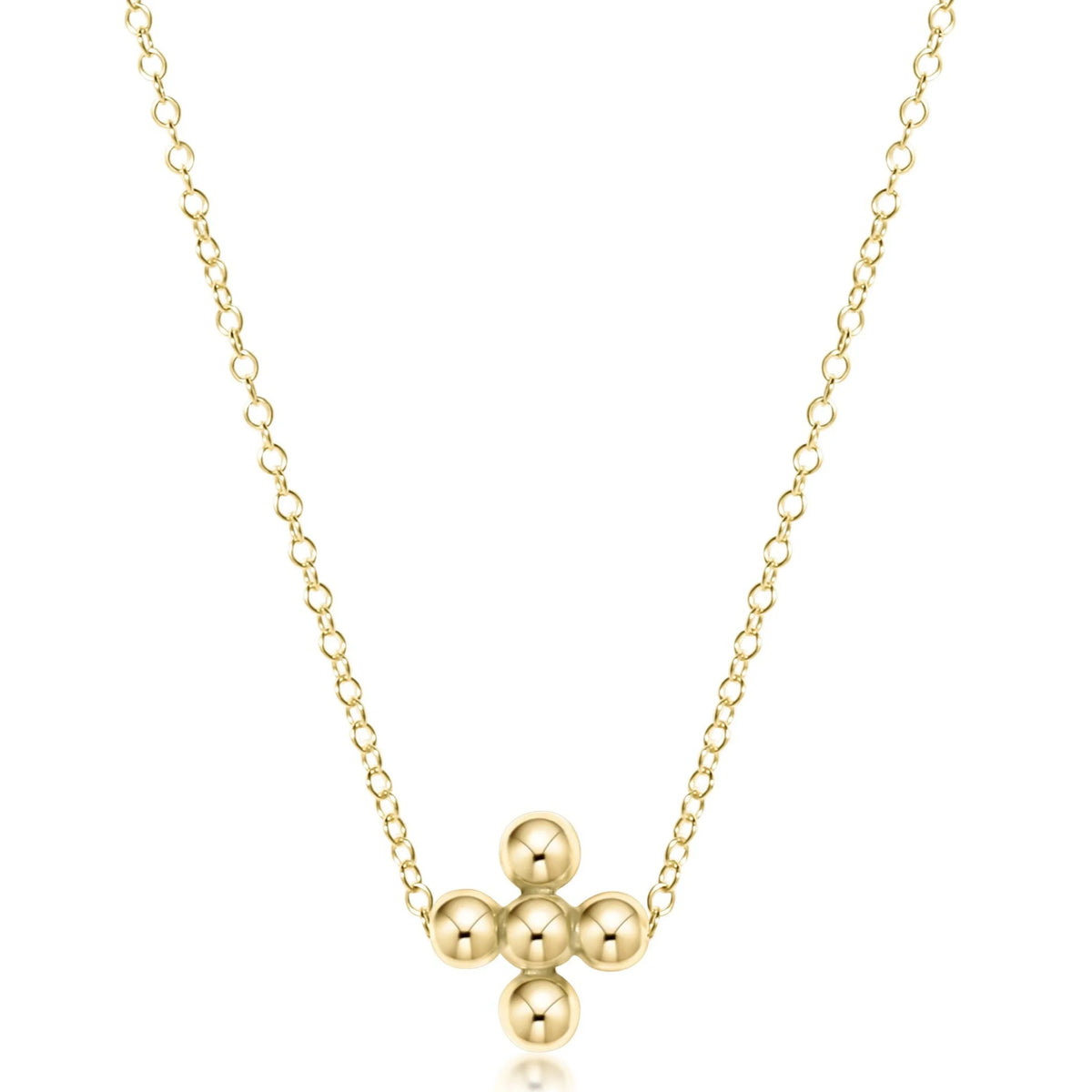 16" Necklace Gold - Signature Cross Beaded Gold 3mm