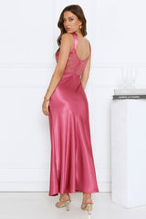 Wink Your Way Satin Maxi Dress Rose