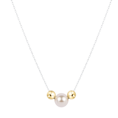 16" Necklace Mixed Metal - Purpose Gold Pearl