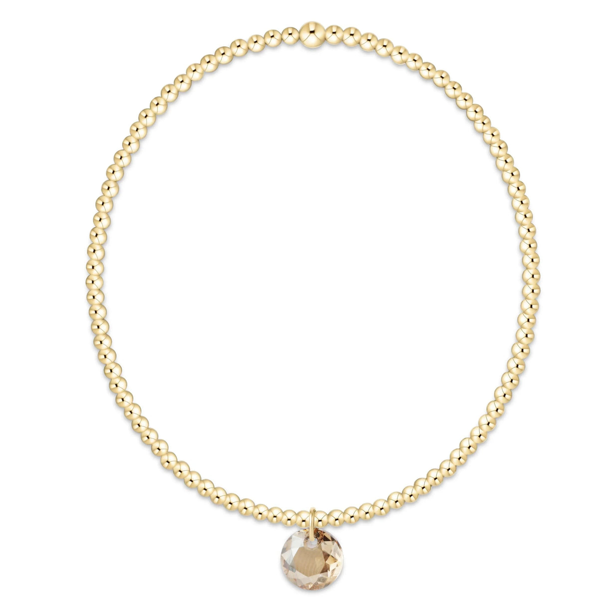 Classic Gold 2mm Bracelet - Reflection Small Charm - 11