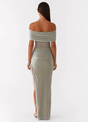Nelly Off Shoulder Maxi Dress - Pistachio