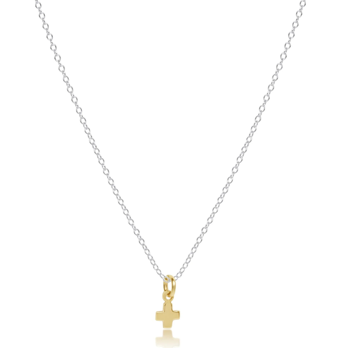 16" Necklace Mixed Metal - Signature Cross Small Gold Charm