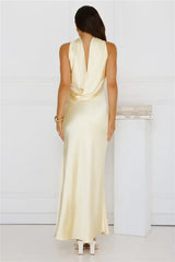 Precious Pearl Satin Maxi Dress Yellow