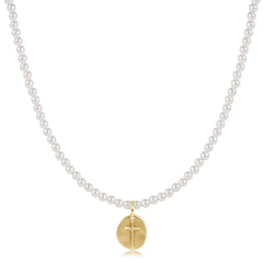 Choker Beaded - Classic Pearl 3mm - Inspire Small Gold Disc