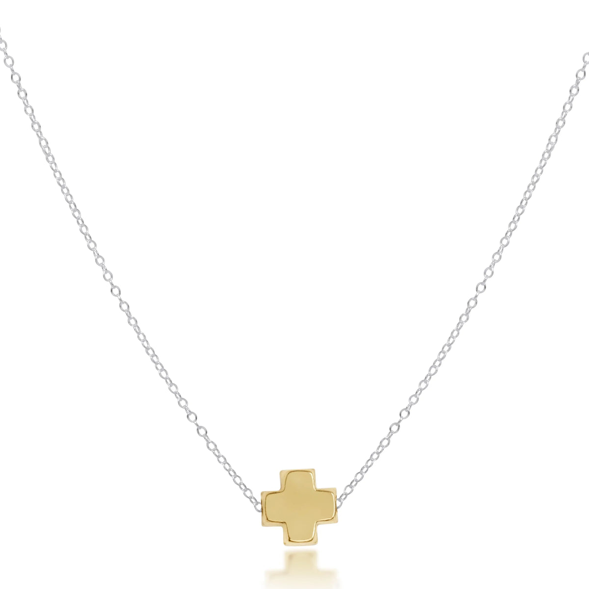 16" Necklace Mixed Metal - Signature Cross Gold
