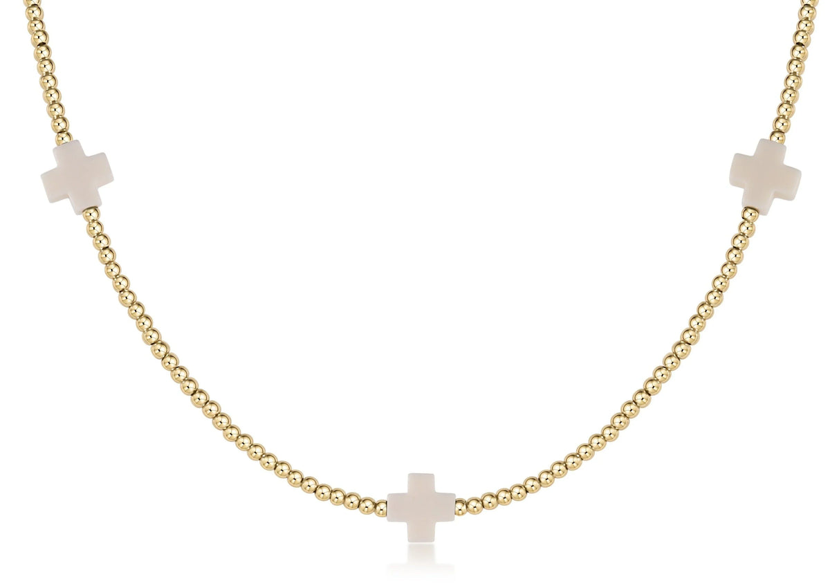 Choker Beaded - Signature Cross 2mm Gold - Off-White