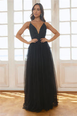 Glistening Moments Tulle Maxi Dress Black