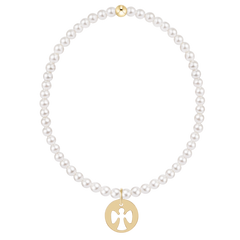 Classic Pearl 3mm Bracelet - Guardian Angel Gold Disc