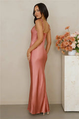The Penelope Cowl Satin Maxi Dress Rose