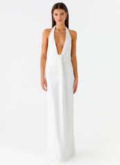 Cheyenne Halter Neck Maxi Dress - Ivory