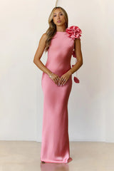 Petal Perfect Satin Maxi Dress Rose