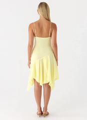 Aysha Beaded Flower Midi Dress - Yellow