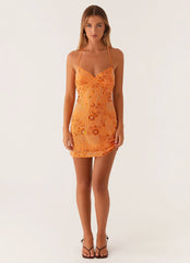 Vietta Sequin Cami Micro Mini Dress - Orange