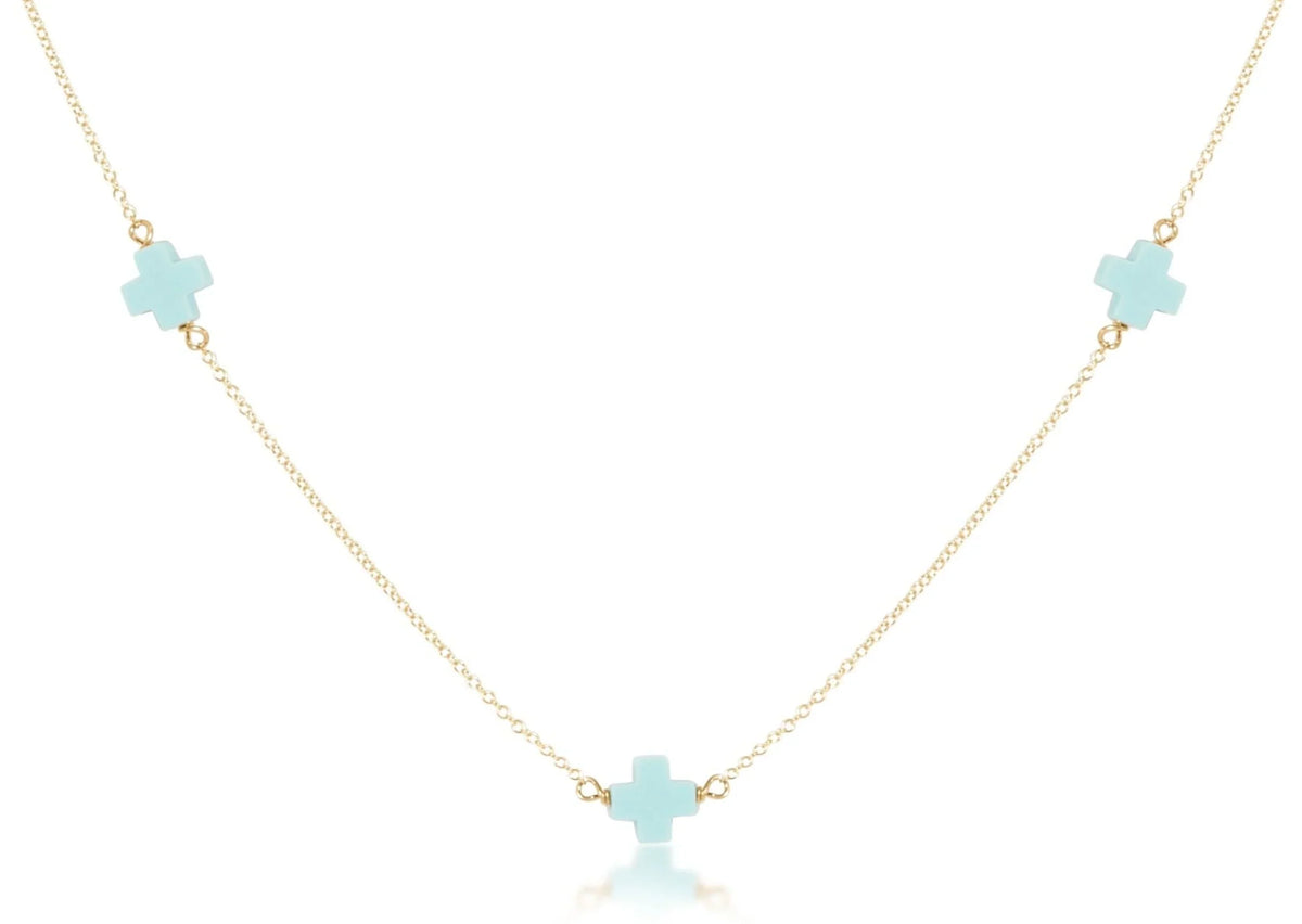 choker simplicity chain gold - signature cross turquoise