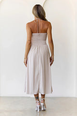 Soft Intentions Halter Mini Dress Beige