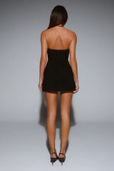 Sparkle-Filled Evening Strapless Mini Dress Black
