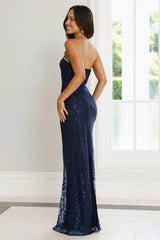 Wedded Wonders Strapless Maxi Dress Navy