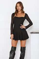 Luxe After Dark Long Sleeve Mini Dress Black
