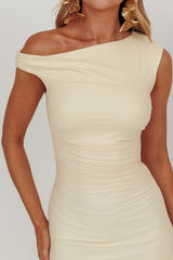 Moonlit Magic Asymmetric Neckline Maxi Dress Light Yello