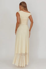 Moonlit Magic Asymmetric Neckline Maxi Dress Light Yello