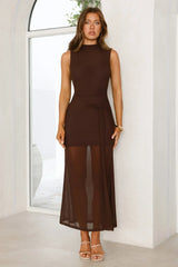 Dazzle Me Darling Mesh Maxi Dress Brown