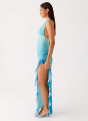 Moraya Halterneck Maxi Dress - Blue Gradient