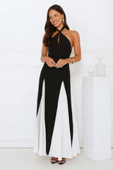 Starry Soirée Halter Maxi Dress Black