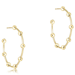 Beaded Simplicity 1.5" Post Hoop - 4mm Gold