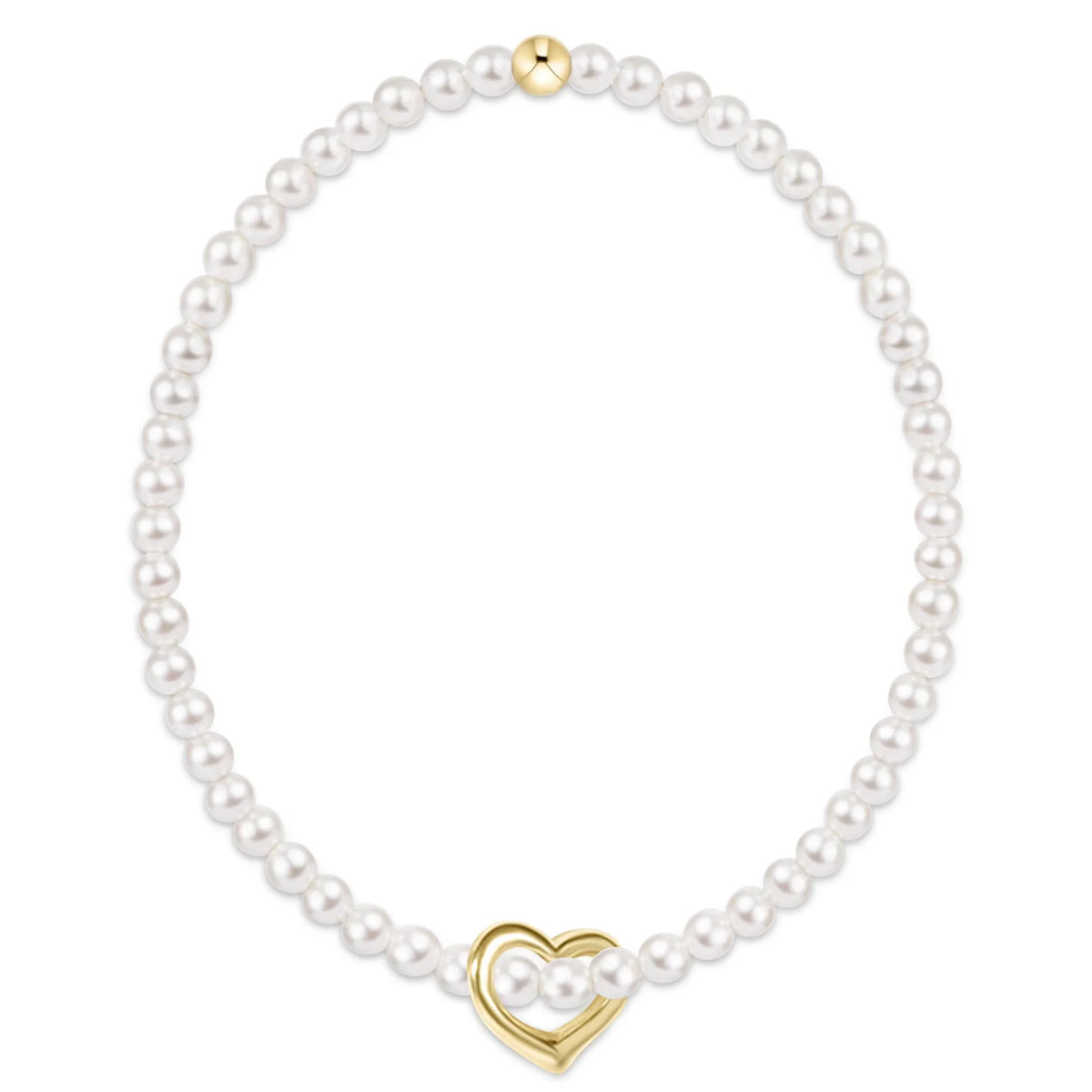 Classic Pearl 3mm Bracelet - Love Gold Charm
