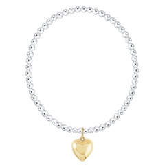 Classic Mixed Metal 3mm Bracelet - Love Plush Gold Charm