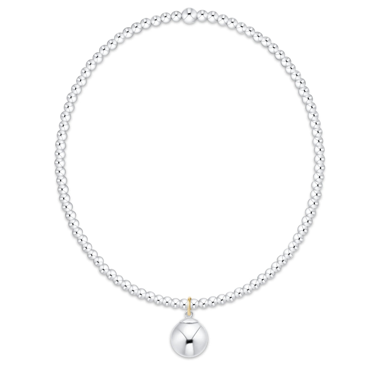 Classic Sterling 2mm Bracelet - Classic Sterling 8mm Charm