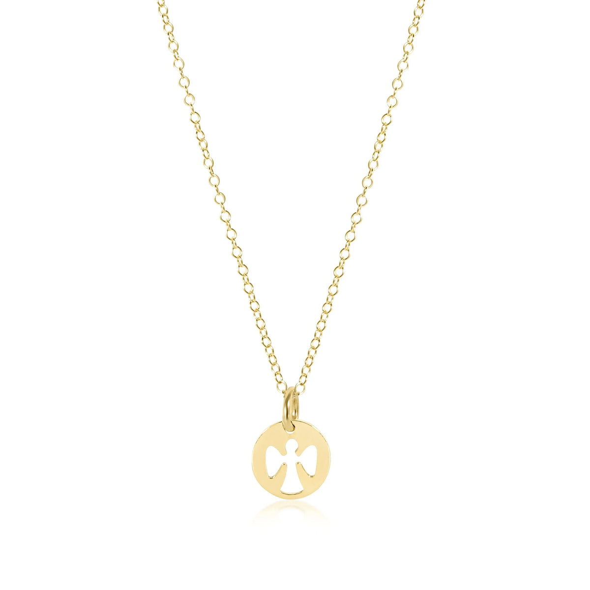 16" Necklace Gold - Guardian Angel Small Gold Disc