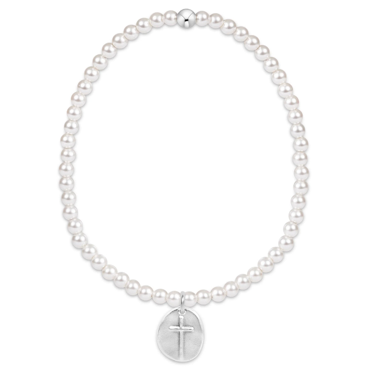 Classic Pearl 3mm Bracelet - Inspire Small Sterling Disc