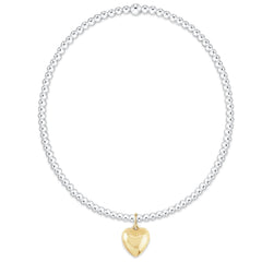 Classic Mixed Metal 2mm Bracelet - Love Plush Small Gold Charm