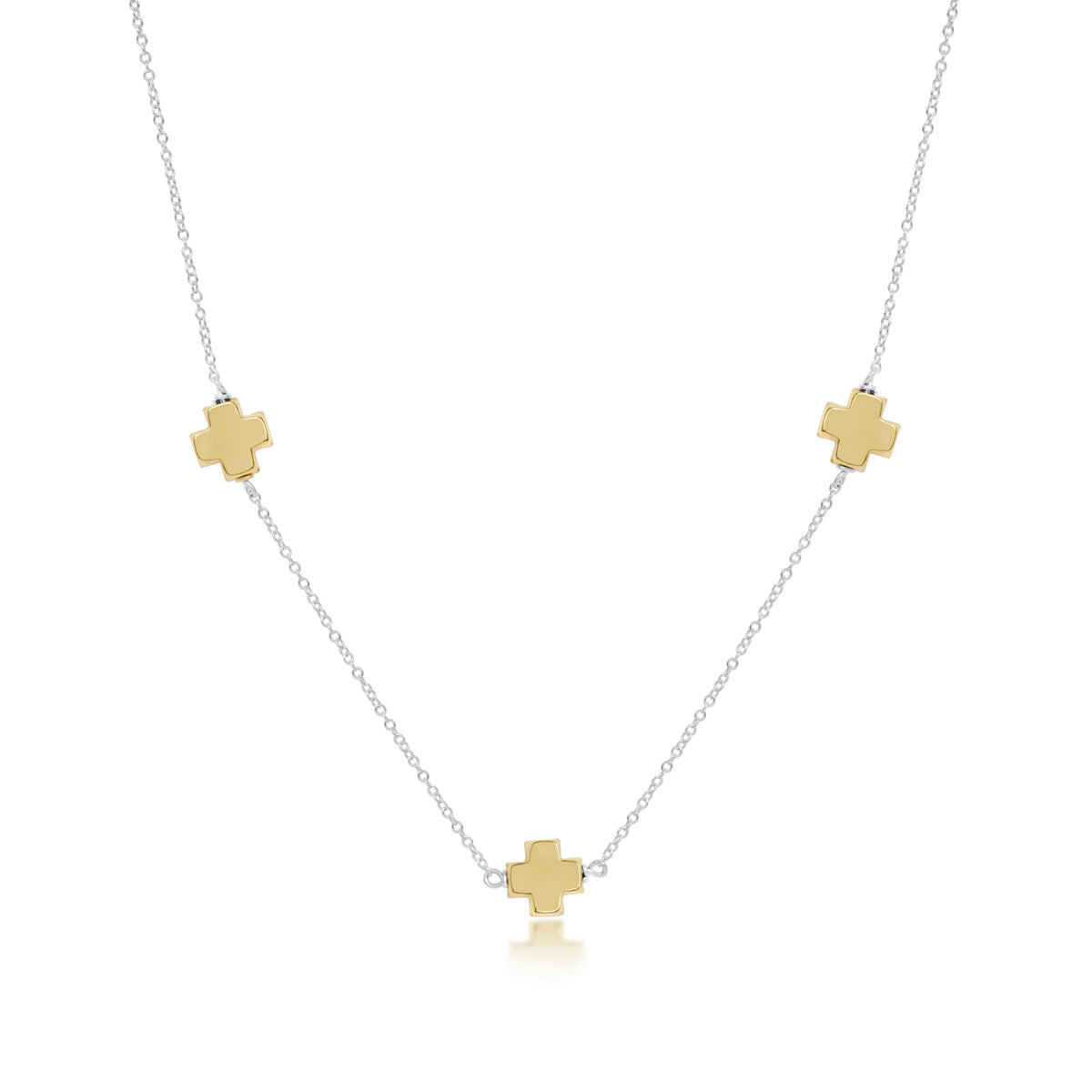 Choker Simplicity Chain Mixed Metal - Signature Cross Gold
