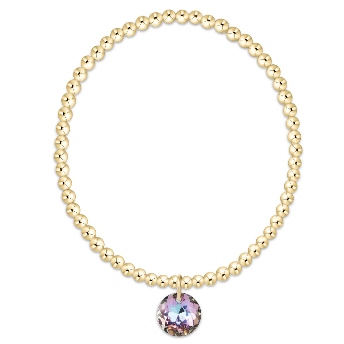 Classic Gold 3mm Bracelet - Reflection Charm - 06